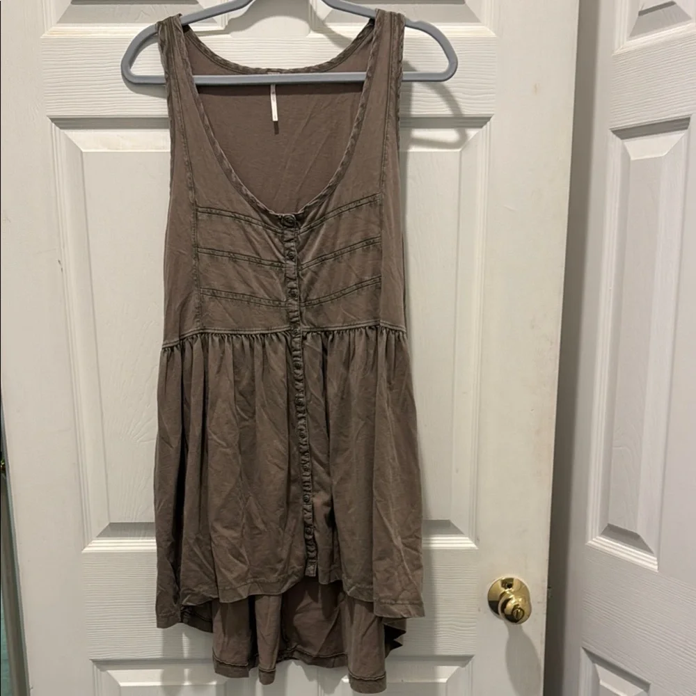 Free People Brown Sleeveless Tank Top‎ or mini with Asymmetrical Hem - Picture 3 of 12